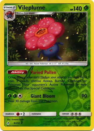 Unbroken Bonds Vileplume #8/214 reverse holo